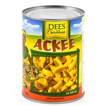 Ackee and saltfish served with dumplings and plantains